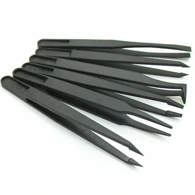 £3.01 • Buy 8Pcs Anti-static Multifunctional Plastic Precision Tweezers Slant Flat Tweezer
