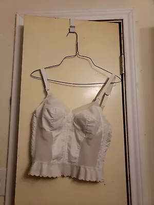 Vintage Exquisite Form Bra White Longline 36B Hook And Eye Back • $21.98