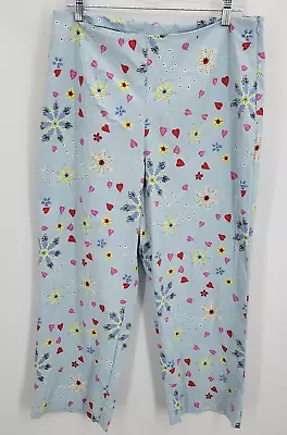 Hanna Andersson Pajama Pants Womens 14 Blue Floral Pull On Wide Leg Cotton • $12.87