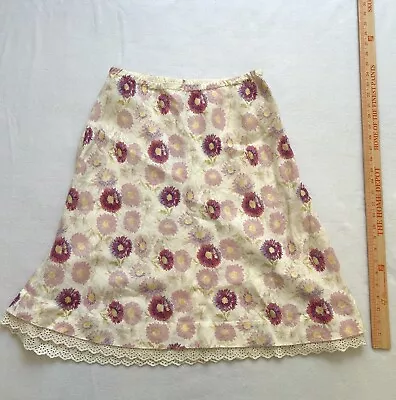 J. Jill 100% Linen Pink Skirt Floral Pattern Sz Small • $26.99