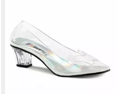 Funtasma Step Into Fun Clear Lucite Glass Slipper Cinderella Shoes Women' Size 8 • £23.14