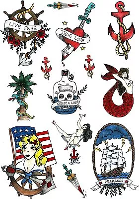 Sailor Seaman Marine Temporary Tattoo Set By Tatsy 1 Count (Pack Of 1) • £12.90