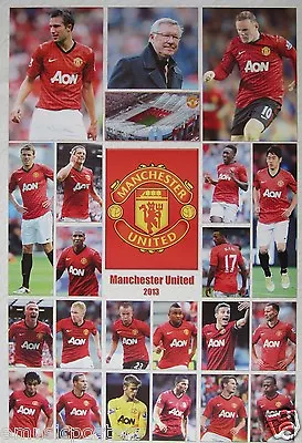 MANCHESTER UNITED  2013 PLAYERS COACH & STADIUM  POSTER - Soccer UEFA Football • $19.13