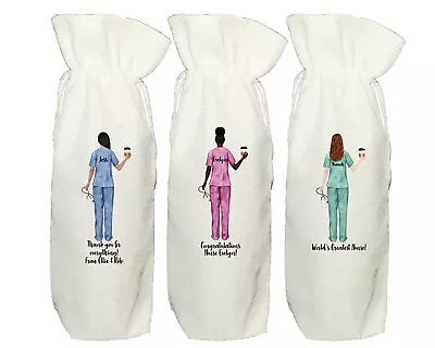 Personalised Nurse Wine Bottle Bag Thank You Gift Midwife Healthcare Worker Nhs • £7.49