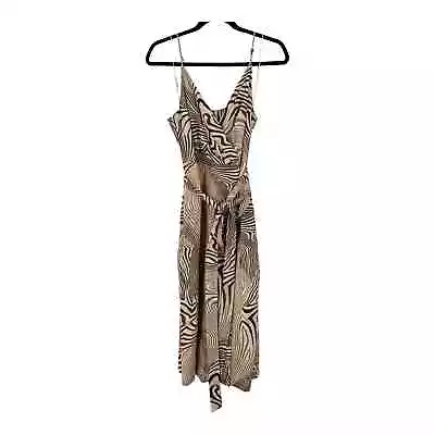 Reiss Dress Rosie Fitted Animal Print Midi Beige Brown Size 6  • $124.99