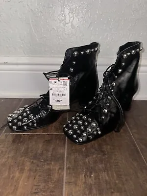 NWT Zara Limited Edition Studded Lace Up Boots Size 7.5 • $79