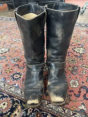 Frye Vintage Harness Boots Womens Sz 7.5 M Black Leather Motorcycle Shoe • $51