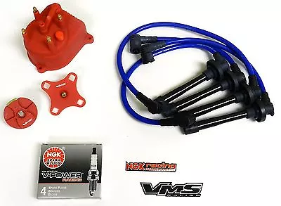 Distributor Cap Rotor Spark Plug Wire Kit For 92-95 Honda Civic D16 Eg Blue • $129.88