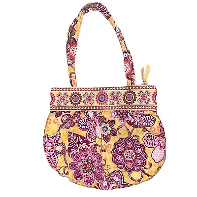 Vera Bradley Morgan Shoulder Handbag Quilted Bali Gold Pink Floral Bag Purse • $15.59