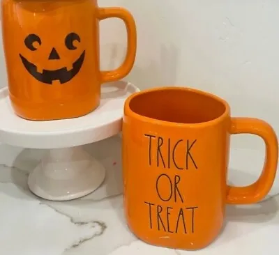 **SALE!** So Fun! Rae Dunn Two (2)  TRICK OR TREAT  Halloween Ceramic Mug Sets! • £9.65