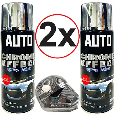 2x PCs Chrome Foil Mirror Metallic Effect Auto Aerosol Spray Paint DIY Car 400ml • £9.95