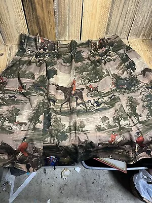 Vintage English Equestrian Hunt Hunting Valance 24  X 28  Custom Made Fox • $39.99