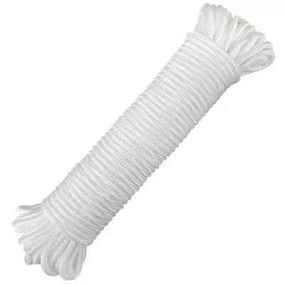 Nylon Rope100 Feet White Nylon Rope1/4 Inch Solid Braided Rope Thick Strong... • $17.24