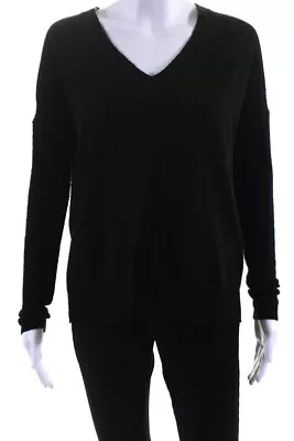 J Crew Womens Cashmere Knit V-Neck Long Sleeve Sweater Top Black Size XXS • $42.69