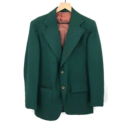 Vintage 50s TownCraft Notch Wide Lapel Double Button Suit Jacket Blazer Green M • $26.25
