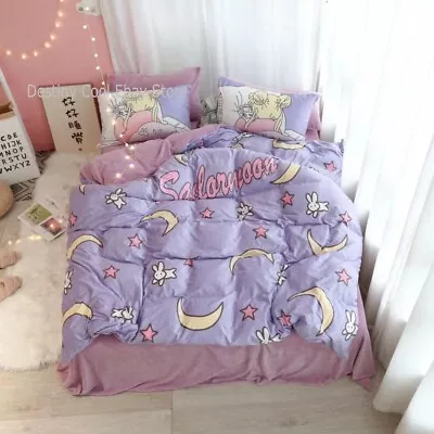 New Sailor Moon Cotton Milk Cashmere Bed Sheet Quilt Duvet Cover Pillowcase Gift • $103.63