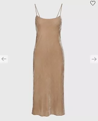 Tibi Bias Silk Velvet Slip Midi Dress 6 Light Tan Beige  • $40