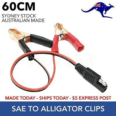 SAE Bullet Connector To Alligator Clips Power Cable Battery Charging Cable 60cm • $10.95