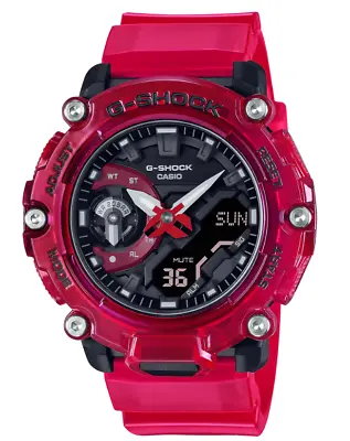 Casio G-Shock Analog-Digital Shock Resistant Transparent Red Watch GA2200SKL-4A • $79.99