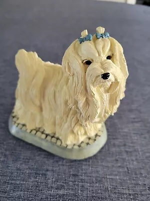 Vintage 2001 Living Stone Inc. Maltese Dog Figurine White • $12