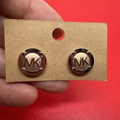 Michael Kors Rose Gold Tone MK Logo Stud Earrings 6757 • $26.99