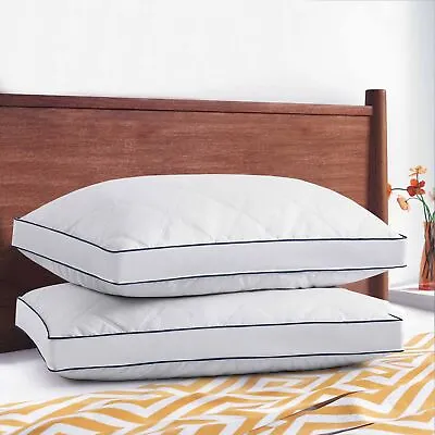 Grey Goose Down Feather Gusseted Pillows Set Of 2 Luxury Bed Pillows Queen Size • $54.13