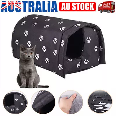 Foldable Pet Dog Cat House Kennel Winter Warm Bed Cave Soft Shelter Waterproof • $27.99