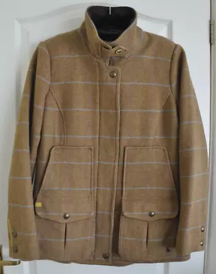£74.99 • Buy Joules Tweed Fieldcoat Jacket Womens 14 Brown Check Wool Country Field Coat