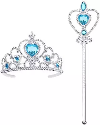 Vicloon Princess Elsa Accessories Set - Tiara Crown And Magic WandGirls Party • £6.56