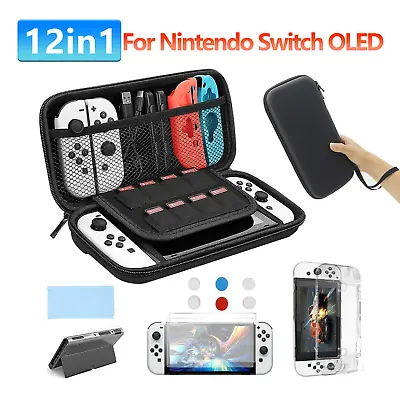 Carrying Case Bag+Shell Cover+Tempered Glass Protector For Nintendo Switch OLED • $12.99