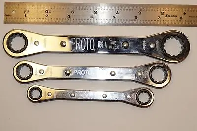 1 New Stanley Proto US Made 3pcs Ratcheting Box Wrench Set 3/8  To 11/16  J1190B • $53.10