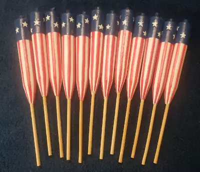 Lot Of 12 Patriotic USA Flag Themed Mini Garden Torches LINENS N THINGS • £33.78