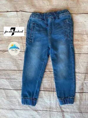 7 For All Mankind Toddler Jogger Style Elastic Hem Blue Jeans Size 3T • $20