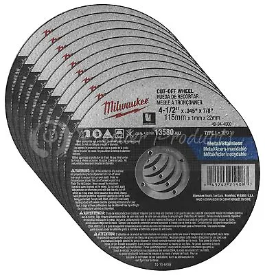 Milwaukee 10 Pack - 4.5  Cut Off Wheels For Grinders On Metal & Stainless Steel • $25.50