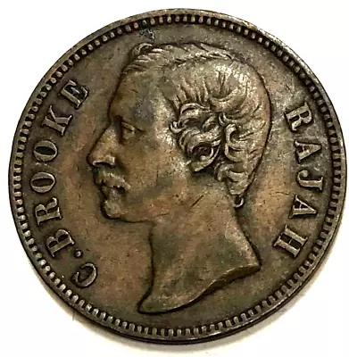 Sarawak 1870 One Cent Extra Fine Coin With Darker Toning. • $14.88