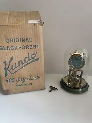 Kundo Glass Dome Black Forest 400 Day  Mantle Clock * BOXED * Vintage 1970s • £29.99