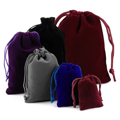 25-100 Velvet Drawstring Pouch Xmas Jewelry Baggie Ring Gift Bags Wedding Favors • $24.96