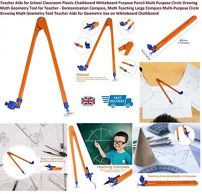 Large Teaching Drawing Compass Math Geometry Circle Chalk Compasses Dividers • £10.29