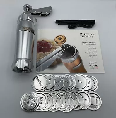 Marcato Atlas Biscuit Maker Cookie Press With 20 Dies/Discs - Made In Italy • $32.99