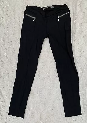 ZARA Black Skinny Slim Viscose Short Leggings With Zip Detail S 6UK • £8