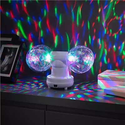 £16.99 • Buy Twin Disco Ball White Rotating Ball With Twin White Lights USB Powered 