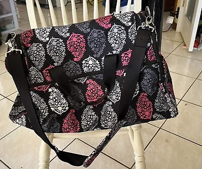 Vera Bradley Black Pink Leaves Travel Bag • $30