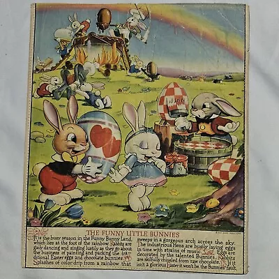 1942 April Canvas Art Morrell Morrell's Walt Disney Calendar 8” X 10” Bunnies • $20
