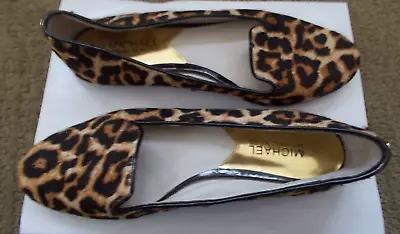 Michael Kors Leopard Print Calf Hair Slip On Shoes Loafers Sz 6.5M • $29.99