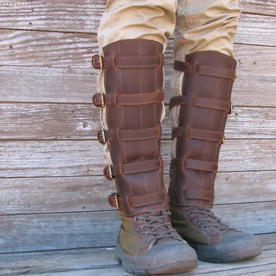 Medieval Gaiters Knight Shoes Cover Faux Leather Warrior Leg Armor Boot Covers • $28.51