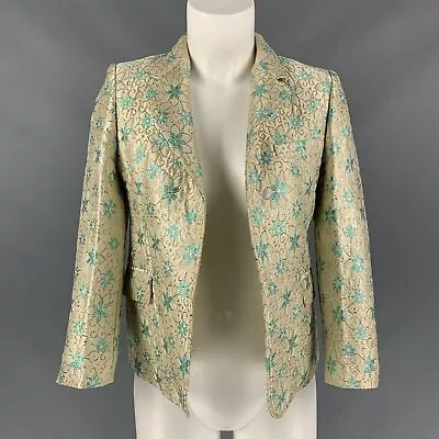 MARNI Size 4 Turquoise Gold Acetate Blend Floral Jacket • $327