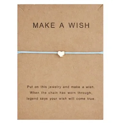 Make A Wish Heart Bracelet Gift Girlfriend Mum Sister Baby Blue • £1.69