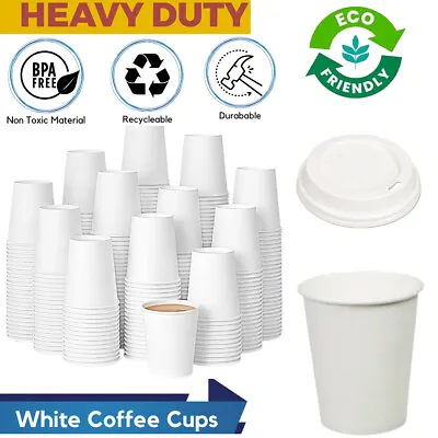 Biodegradable Coffee Cups 4oz / 8oz / 12oz Kraft Paper Cup For Hot & Cold Drinks • £4.97