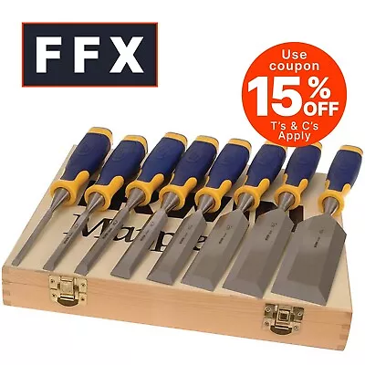 Irwin Marples 8 Piece ProTouch Bevel Edge Chisel Set In Wooden Box • £71.95