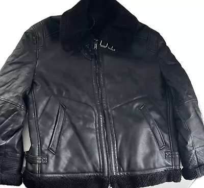 Zara Man Men’s Faux Leather Bomber Sherpa Jacket Size XXL • $49.99